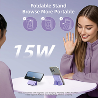 Batterie externe magnétique 10000mAh compatible avec l'iPhone Android, charge rapide 15W PD20W, chargeur sans fil portable pliable