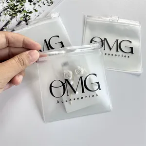Pequeno Zipper Pvc Bag Logotipo Personalizado Plástico Ziplock Jewelry Pouch Transparente Gift Bags Para Embalagem De Jóias