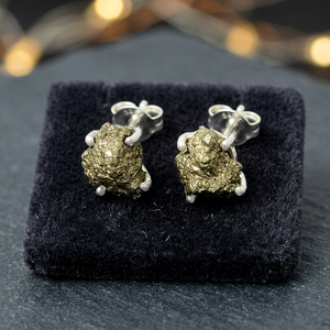 Latest Fashionable 925 Sterling <b>Silver</b> Peruvian Golden Pyrite <b>Stud</b> <b>Earrings</b> for Wedding Engagement Party - Product Image 3