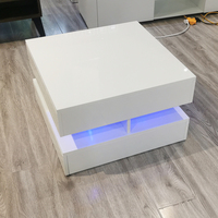 Led futuriste haute brillance noir blanc table basse en bois led table centrale de thé carrée