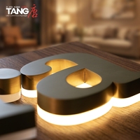 Letrero Metálico con Logotipo LED Retroiluminado de Acero Inoxidable Pulido y Soldado a Medida para Decoración de Interiores, Publicidad en Cafés, Dirección de Escuelas y Empresas