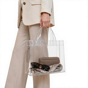 Bolsa de Mano de PVC Transparente con Logotipo Personalizado, Bolsa de Compras de Plástico Impermeable, Bolsa de Vinilo Transparente Ecológica, Bolsa de Regalo para Boutique - Product Image 1