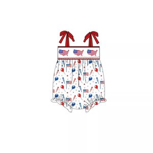 Nuevo Mono de Punto para el 4 de Julio de 2022, Mono con Apliques de Boutique, Mono Tipo Burbuja para Bebé Niña - Product Image 1