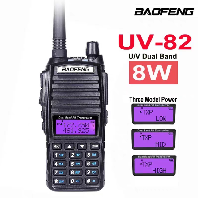 Baofeng UV-82 Dual Band Ham Woki Toki Two Way Radio 8W Uv 82 VHF UHF High Power UV82 Handheld Vox Walkie Talkie