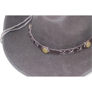 NL81 Sombrero <span class=keywords><strong>Vaquero</strong></span> Occidental 100% Lana para Hombre y <span class=keywords><strong>Mujer</strong></span>, Sombrero Fedora Clásico de Fieltro para Vaqueras con Bandas Decorativas - Product Image 5
