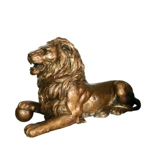 Moderna decorazione esterna grande popolare fusione di animali in ottone statue bronzo oro <span class=keywords><strong>leone</strong></span> scultura in vendita - Product Image 3