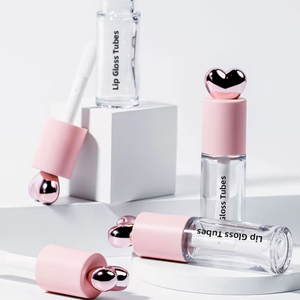 Stock Disponible Grand Tube à Lèvres Brillant Cœur Couvercle Matériaux d'Emballage Contenants 5ml Capacité Tubes à Lèvres Ronds avec Pinceau - Product Image 2