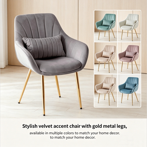 Silla de Escritorio de Lujo <span class=keywords><strong>con</strong></span> Tapizado de Terciopelo, Almohada Lumbar Extraíble y <span class=keywords><strong>Base</strong></span> Dorada, Respaldo Acolchado Vertical, <span class=keywords><strong>Ruedas</strong></span> Silenciosas para Dormitorio o Maquillaje - Product Image 4
