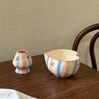 Nouveau design, bol à matcha en porcelaine vintage en forme de cœur, peint à la main, écologique, 500 ml, avec bec verseur et fouet à thé Chasen