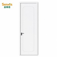 Porte intérieure moderne en MDF peint, insonorisée, résistante aux rayures, avec contour à épaulement dégradé, serrure noire, pour chambre et hôtel