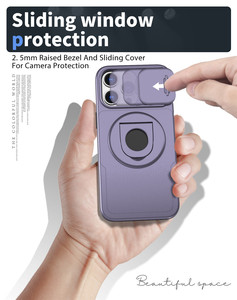 Cho Iphone 15 Pro Max 15 Cộng Với Hollow Đứng Với Ống Kính Trượt Cửa Sổ Bảo Vệ Từ Drop Shipping Bảo Vệ Điện Thoại Trường Hợp - Product Image 3