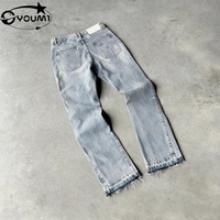 Fabricant de denim – Jean droit ample noir uni pour homme, style hip-hop vintage, effet usé, grandes tailles