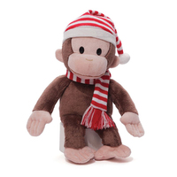 Jouet en peluche singe brun couché souriant, conception personnalisée OEM ODM, usine CE CPC