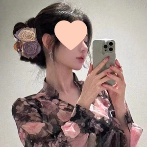 Handmade Rose Flower Hair <b>Clip</b> Shark <b>Clip</b> For Back Of Head Early <b>Spring</b> Hair Accessory Feminine Hairpin - Product Image 2