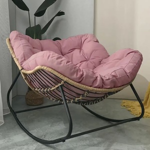 Fauteuil à bascule nid d'oiseau en fer et rotin, style commerce extérieur, 4 pièces, emballage minimal, mobilier de maison et de salon - Product Image 1