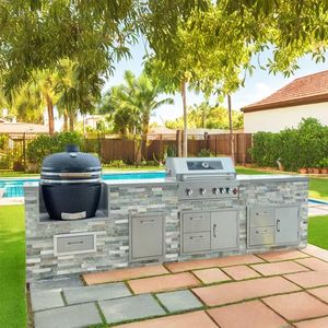 Armoire de cuisine extérieure modulaire Cadre de cuisine extérieur en aluminium Module de cuisine en acier inoxydable 304 pour barbecue <span class=keywords><strong>Pierre</strong></span> frittée - Product Image 1