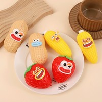 Jouet à presser anti-stress en forme de légumes et fruits de dessin animé (arachide, maïs, fraise) avec visages amusants, cadeau de fête