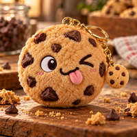 Porte-clés en peluche personnalisé en forme de cookie, mignon, avec pépites de chocolat, breloque de sac rembourrée, cadeau promotionnel OEM pour les marques