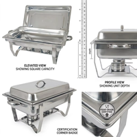 Réchaud de buffet rectangulaire en acier inoxydable 410 écologique à chauffage à l'alcool, avec couvercle, pour maintien au chaud des aliments