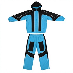 <b>Men</b> Waterproof Windproof Hooded <b>Track</b> Suit Color Blocking Sporty Zipper Closure Regular Fit Winter Polyester <b>Jacket</b> Pants Set - Product Image 6