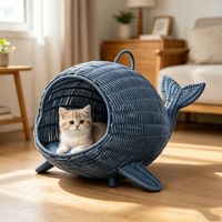 Panier de rangement moderne en rotin PE en forme de baleine, écologique, grande capacité, tissé à la main, décoratif pour la décoration de la maison