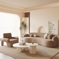 Canapé Courbé, Forme Irrégulière, Couleur Café, pour Salon de Beauté, Magasin de Vêtements, Zone de Pause au Bureau, Réception et Salle de Réunion