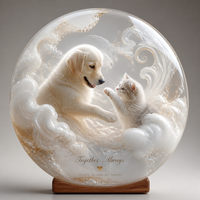 Statue commémorative personnalisée en polyrésine de chien Labrador ange avec ailes et cœur, souvenir de deuil pour animaux de compagnie, décoration de table crème pour la maison