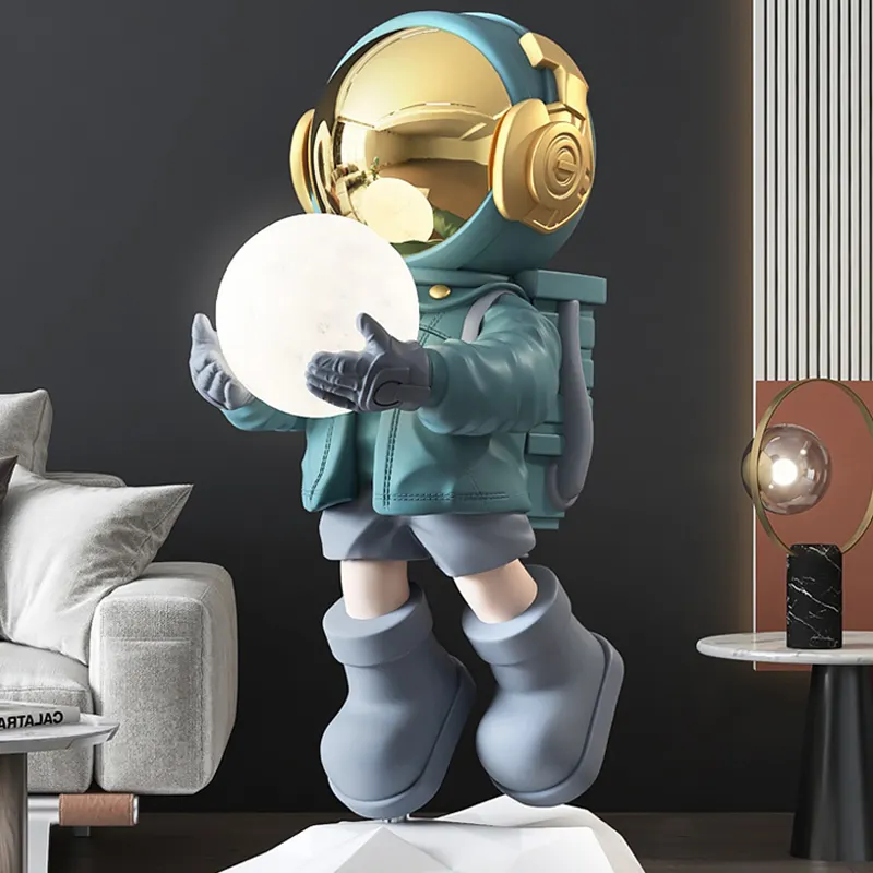 Pop Resin creative bedroom desktop home decoration ornaments kids gift aerospace astronaut statue with lamp statue figurine