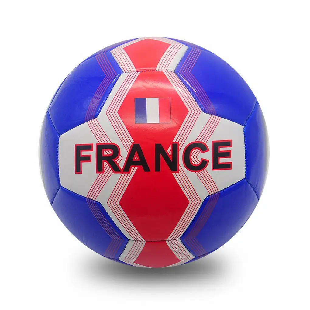 Balón de fútbol de PVC de vejiga de goma más barato tamaño 5 balón de fútbol estándar en color de bandera de Francia