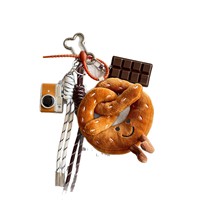 Porte-clés en Peluche Croissant Sencai pour Sac à Main, Breloque Téléphone Portable, Jouet en Peluche Alimentaire, Porte-clés Pain Croissant pour Machine à Griffes