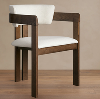 Fauteuil de salle à manger en bois massif, dossier incurvé enveloppant, accoudoirs en U, chaise d'appoint moderne du milieu du siècle