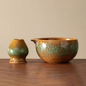 Kiln Transmutation Ceramic Matcha Bowl Japanese Vintage Porcelain <b>Tea</b> Whisk <b>Stand</b> and Stirring Bowl for Matcha Tool - Product Image 2