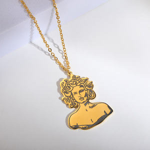 Go Party Kreative Mythologie Medusa Gorgon Square <span class=keywords><strong>Tarot</strong></span> Palm Anhänger Halskette Frauen Alt griechisches Symbol Edelstahl Schmuck - Product Image 5
