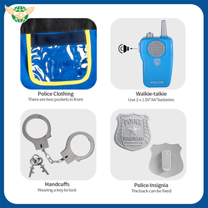Vente en gros Haut à manches courtes unisexe Uniforme de police avec kit de <span class=keywords><strong>maquillage</strong></span> Jouets pour enfants Party Cosplay Costume pour garçons et filles - Product Image 3