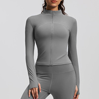 Nouvelle veste de sport respirante à rayures et patchwork pour la course en extérieur, coupe ajustée amincissante, col montant, style yoga, séchage rapide