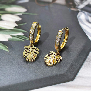 Orecchini Pendenti a Forma di Foglia di Monstera per Donne, Gioielli Creativi Botanici alla Moda - Product Image 3