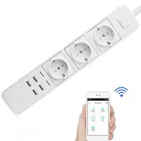 Wifi Tuya Smart Power Strip, 3 EU Outlets, 16A Plug Socket