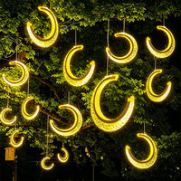 Lumière décorative LED en acrylique jaune en forme de cœur, IP65, étanche à la pluie, style influenceur, croissant, croix, étoile à cinq branches pour extérieur