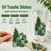 Autocollant de transfert UV DTF en feuille d'or pour Noël, pour boîte à biscuits, boîte à bonbons, tasse à café, boîte cadeau, emballage de boulangerie, film décoratif gratuit