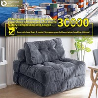 Fauteuil de relaxation compressible moderne et minimaliste en velours côtelé, pliable, confortable, pour le sol ou la chambre, livré en sac sous vide