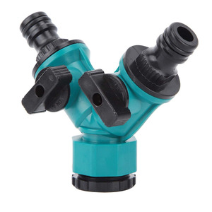 Connecteur de tuyau d'eau en forme de Y, double vanne, raccord de tuyau d'arrosage en plastique à 4 points, séparateur pour usage extérieur - Product Image 1