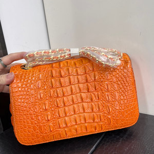 Sac à bandoulière en cuir de crocodile 100% Orange100% pour femme, sac à main de luxe de créateur, motif alligator, sangle unique, usage quotidien - Product Image 1