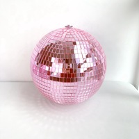 Boules miroir en verre à paillettes réfléchissantes roses de 4/5/6/7 cm, 6 pièces/boîte, pour la Saint-Valentin et les décorations de mariage