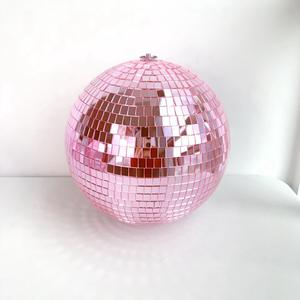 발렌타인 데이 웨딩 장식을위한 4/5/6/7cm 핑크 반사 유리 거울 공 디스코 거울 상자 당 6 개 - Product Image 4