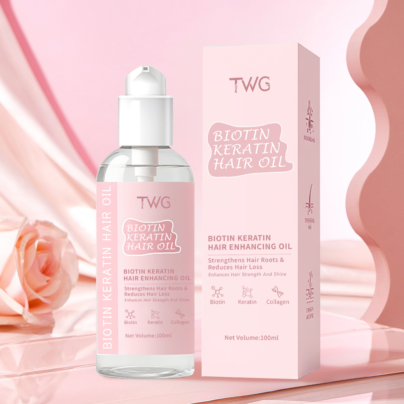 5857 TWG Huile amélioratrice de cheveux à la kératine et à la biotine 100 ml