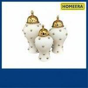 Vaso in ceramica di lusso all'ingrosso Set in oro e bianco 20x20x42cm moderno vaso da tavolo in porcellana per camera da letto soggiorno a forma di mano - Product Image 1