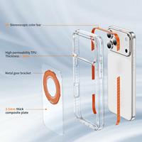 Étui de téléphone transparent magnétique rotatif à 360 degrés, résistant aux chocs, avec charge sans fil Qi pour 13/14/15/16/17