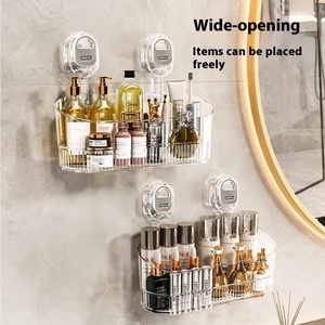 Étagère de rangement murale en plastique à un niveau, style luxe léger, sans perçage, avec <span class=keywords><strong>ventouse</strong></span> technique par injection pour cuisine et salle de bain - Product Image 5