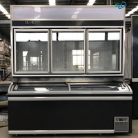 Nouvelle conception de congélateur combiné à double température pour supermarché, vitrine réfrigérée à porte vitrée pour boissons et aliments surgelés