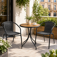 Chaise de salle à manger empilable en métal de style européen moderne pour l'extérieur, avec structure en acier thermolaqué, écologique et durable, idéale pour hôtels, patios et jardins.